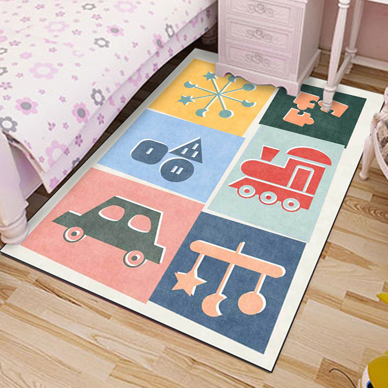 Avtoit | Unique children's carpet Colorful cars & roads Duck tank Plane pattern carpet Polyester Pet-friendly carpet for the children's room