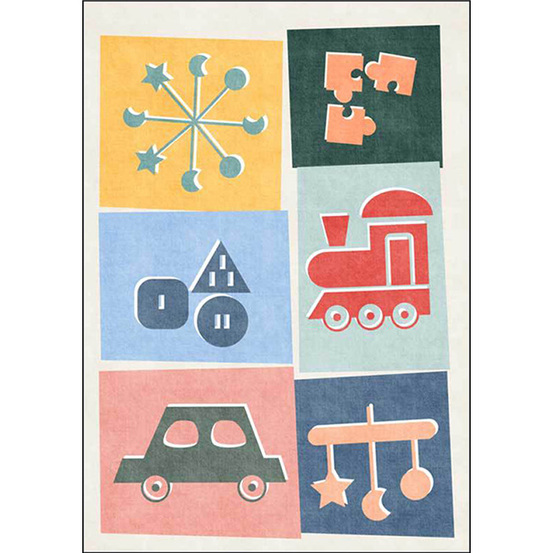 Avtoit | Unique children's carpet Colorful cars & roads Duck tank Plane pattern carpet Polyester Pet-friendly carpet for the children's room