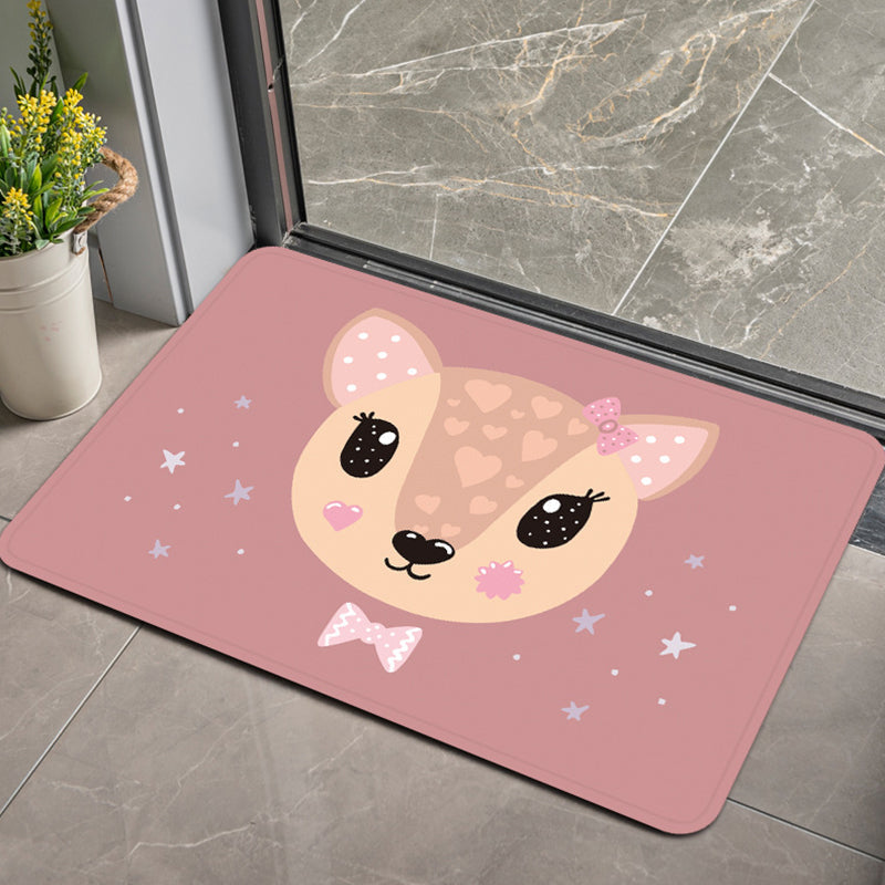 Avtoit | Stylish Children's Rug in Pink and Purple Animal Swan Dog Bear Pattern Rug Polyester Pet-Friendly Carpet for Children's Room