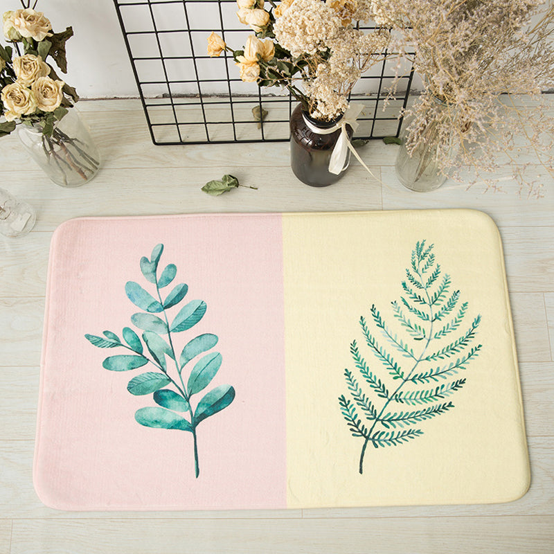 Avtoit | Casual Kids Rug in Pink and Yellow Botanical Cactus Aloe Pattern Rug Polyester Non-Slip Rug for the Children's Room