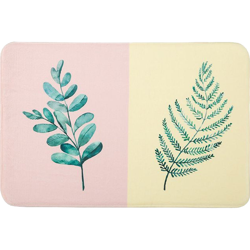 Avtoit | Casual Kids Rug in Pink and Yellow Botanical Cactus Aloe Pattern Rug Polyester Non-Slip Rug for the Children's Room