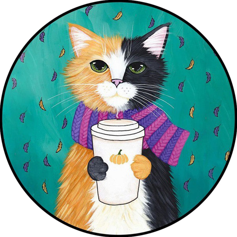 Avtoit | Blue and Green Children's Room Rug Children's Animal Dress Cat Leaf Pattern Rug Polyester Washable Rug