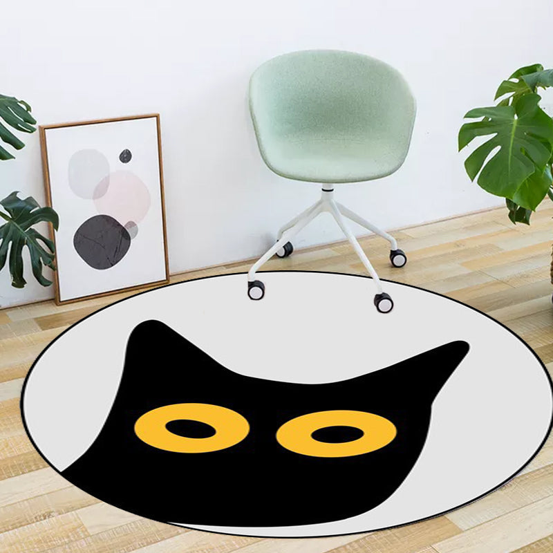 Avtoit | Gray Children's Room Rug Children Animal Cat Funny Facial Expression Pattern Area Rug Polyester Stain Resistant Rug