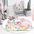 Avtoit | Blue and Pink Children's Room Carpet Child Animal Horse Rabbit Pattern Carpet Polyester Non-Slip Back Carpet