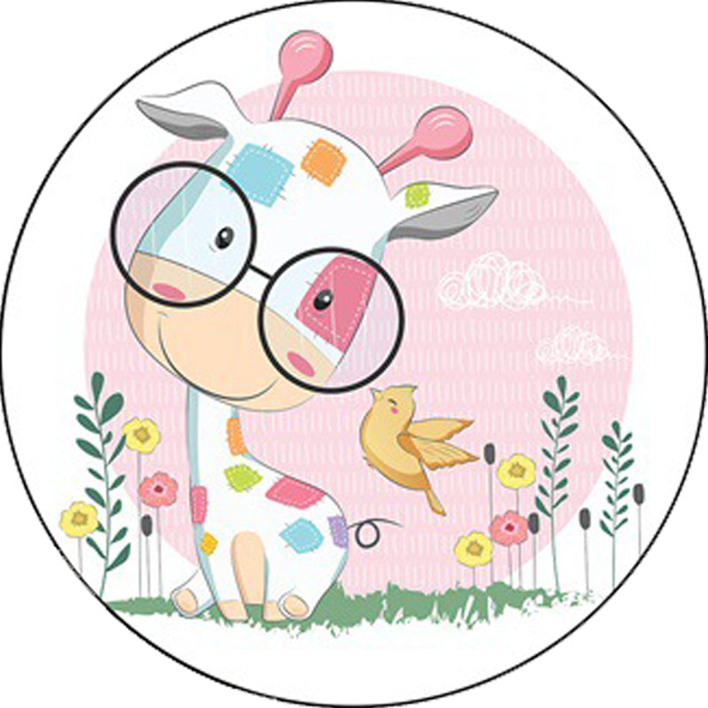 Avtoit | Blue and Pink Children's Room Carpet Child Animal Horse Rabbit Pattern Carpet Polyester Non-Slip Back Carpet