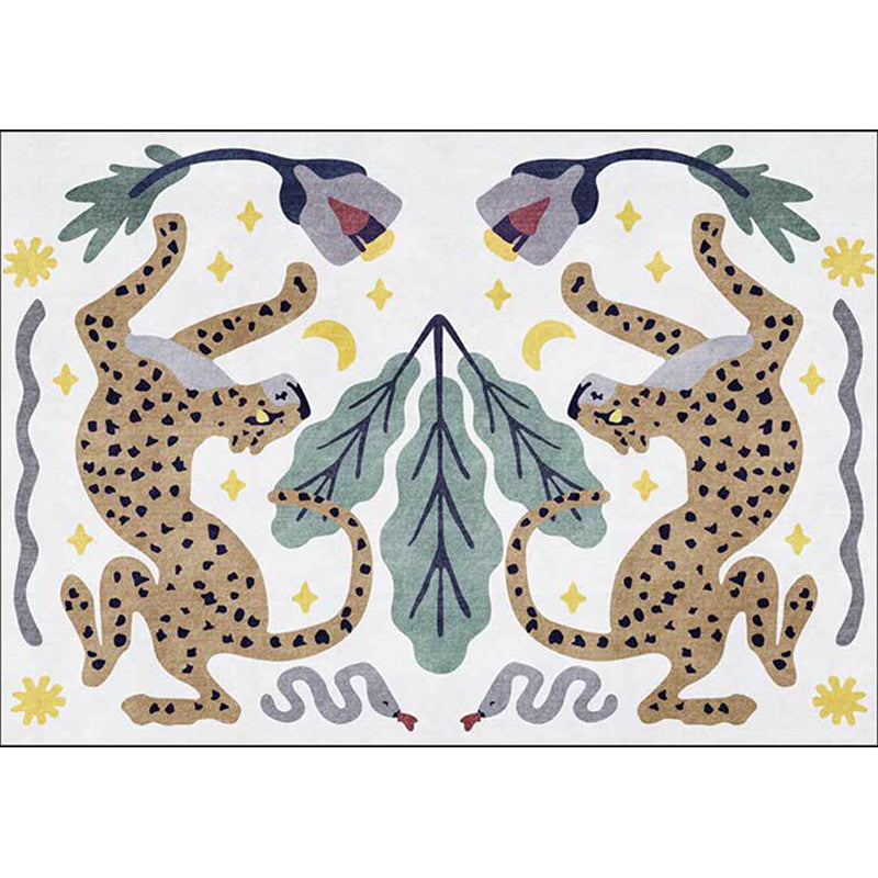 Avtoit | Unique Kids Rug in Black and White Animal Leopard Snake Leaf Pattern Rug Polyester Stain Resistant Carpet for Children's Room