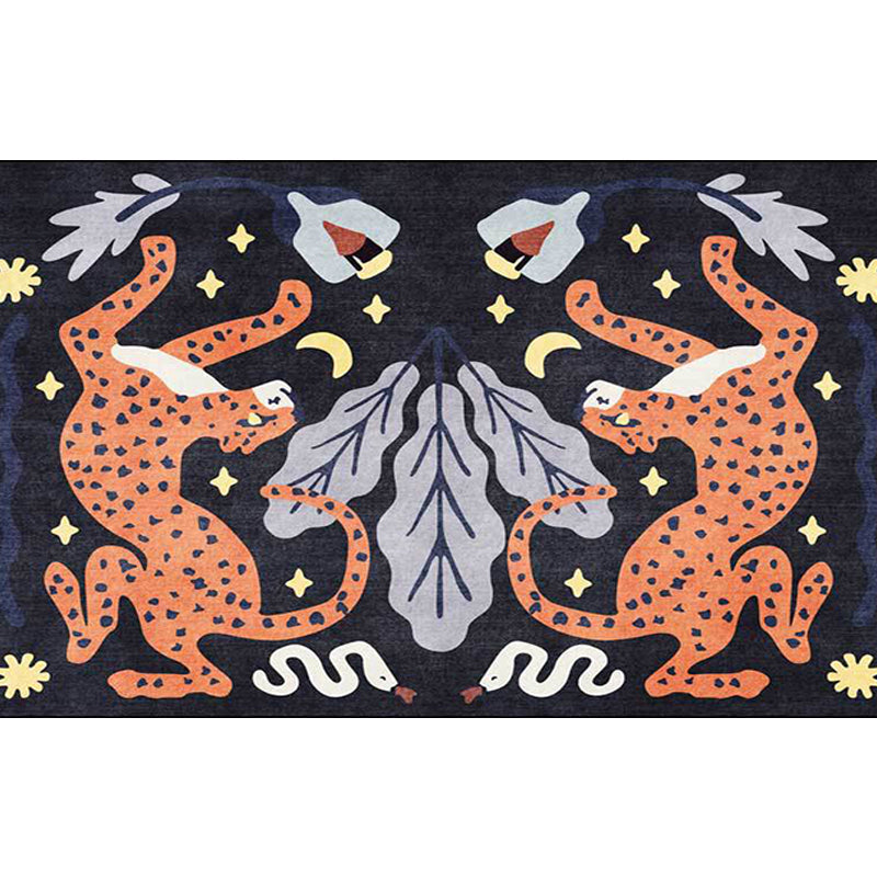 Avtoit | Unique Kids Rug in Black and White Animal Leopard Snake Leaf Pattern Rug Polyester Stain Resistant Carpet for Children's Room