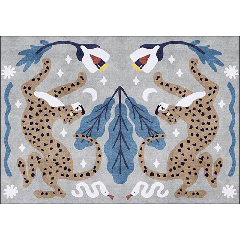 Avtoit | Unique Kids Rug in Black and White Animal Leopard Snake Leaf Pattern Rug Polyester Stain Resistant Carpet for Children's Room