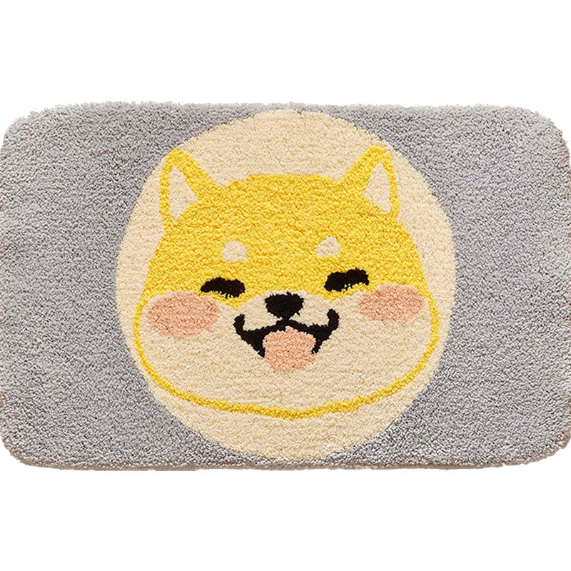 Avtoit | Green Children's Room Rug Kids Animal Dog Circle Pattern Area Rug Polyester Non-Slip Background Carpet