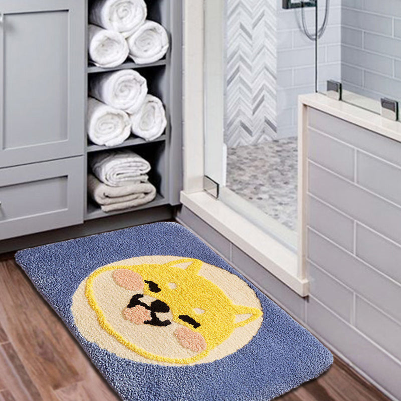 Avtoit | Green Children's Room Rug Kids Animal Dog Circle Pattern Area Rug Polyester Non-Slip Background Carpet