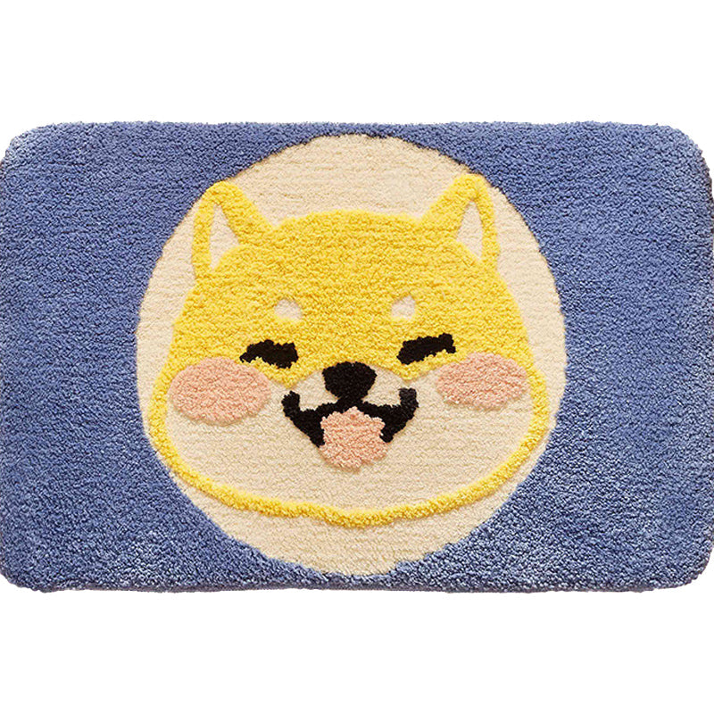 Avtoit | Green Children's Room Rug Kids Animal Dog Circle Pattern Area Rug Polyester Non-Slip Background Carpet