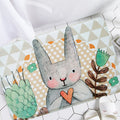Avtoit | Gray Children's Room Carpet Kids Animal Rabbit Heart Flower Pattern Rug Polyester Pet Friendly Carpet