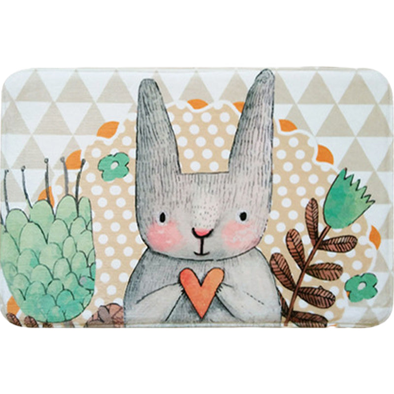 Avtoit | Gray Children's Room Carpet Kids Animal Rabbit Heart Flower Pattern Rug Polyester Pet Friendly Carpet