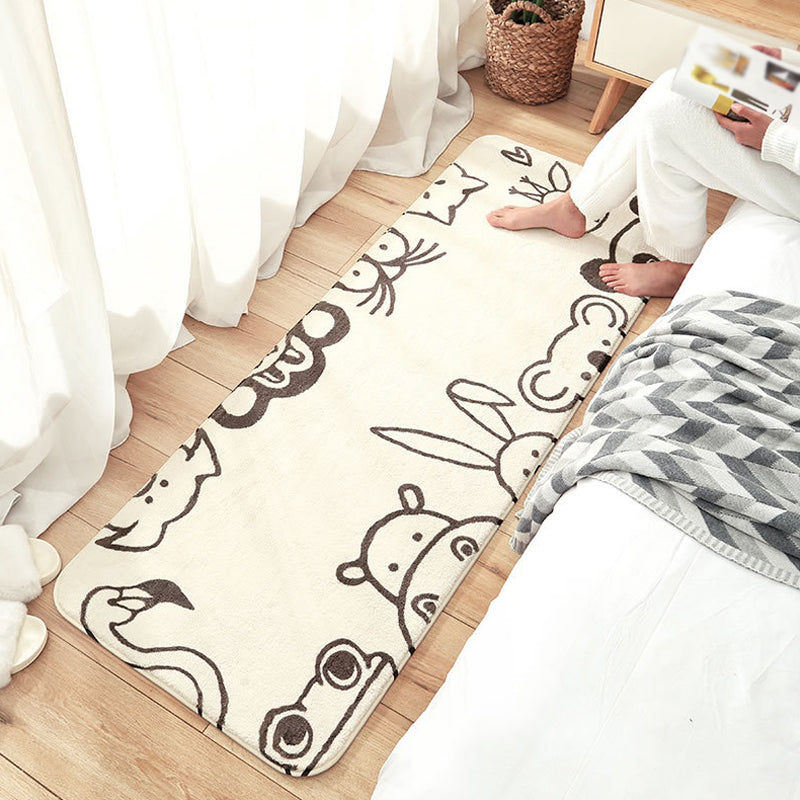 Avtoit | White and Grey Children's Room Rug Animal Panda Penguin Pattern Area Rug Polyester Machine Washable Rug