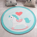 Avtoit | Stylish Kids Rug in Yellow and Green Animal Horse Whale Panda Pattern Rug Polyester Non-Slip Back Carpet for Children's Room