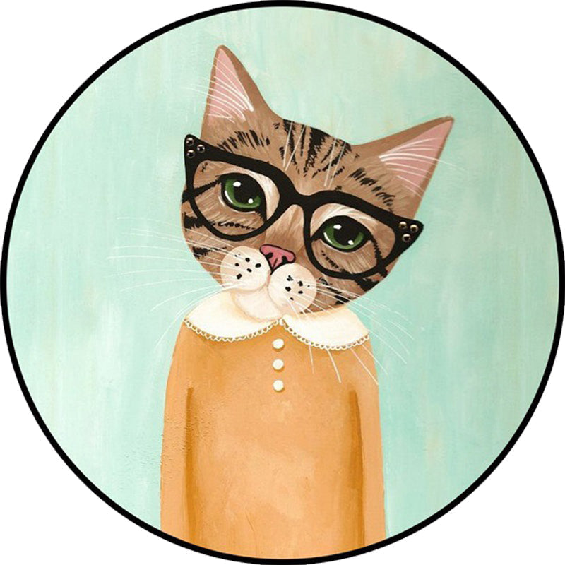 Avtoit | Casual Kids Rug in Pink and Blue Animal Cat Pattern Rug Polyester Stain Resistant Non-Slip Rug for the Children's Room