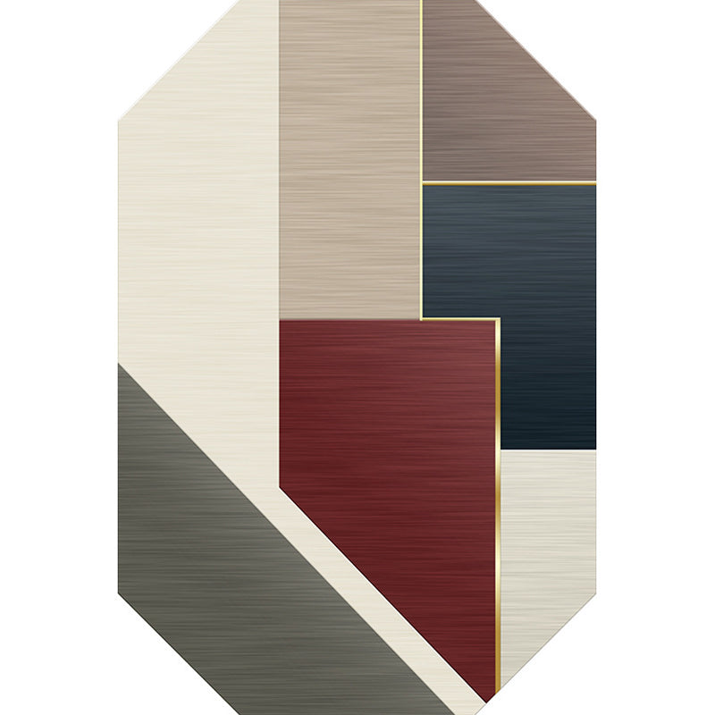 Avtoit | Modern Living Room Irregular Area Rug in Brown Color Block Pattern Rug Polyester Machine Washable Area Rug