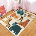 Avtoit | Children's room carpet in yellow animal elephant tiger lion print carpet polyester pet-friendly carpet