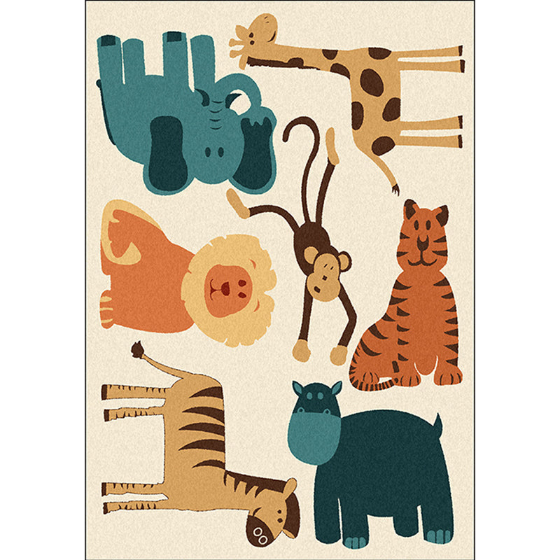 Avtoit | Children's room carpet in yellow animal elephant tiger lion print carpet polyester pet-friendly carpet