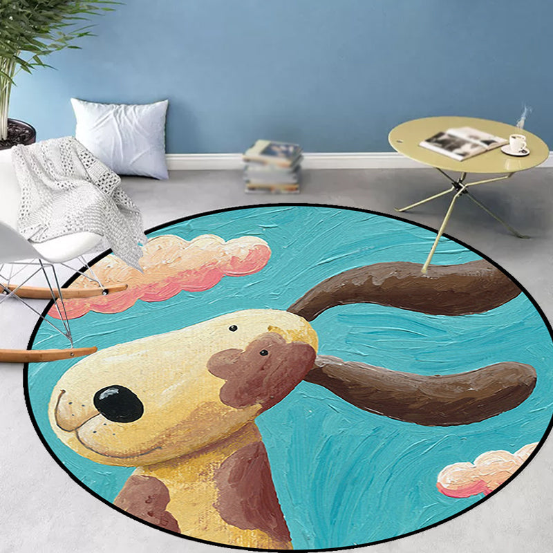 Avtoit | Kids' bedroom rug in blue animal dog cloud pattern rug polyester machine washable rug