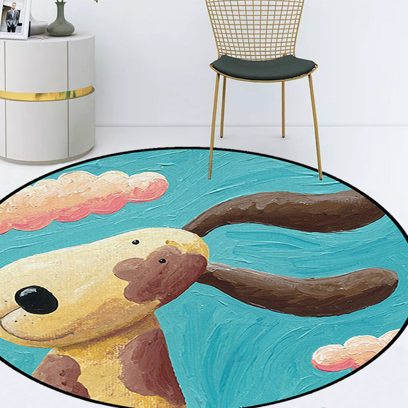 Avtoit | Kids' bedroom rug in blue animal dog cloud pattern rug polyester machine washable rug