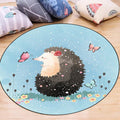 Avtoit | Kids Bedroom Carpet in Blue Animal Elephant Rabbit Hedgehog Print Carpet Polyester Pet-Friendly Area Rug