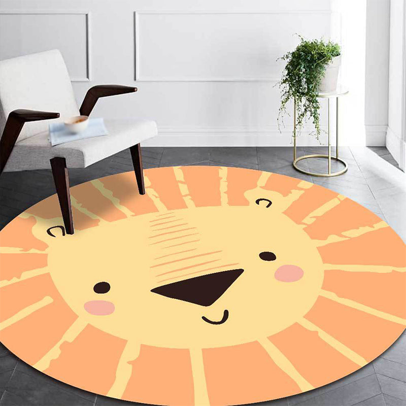 Avtoit | Children’s Bedroom Carpet in Yellow Animal Lion Print Carpet Polyester Pet-Friendly Non-Slip Carpet