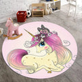 Avtoit | Kids Bedroom Rug in Pink Animal Unicorn Butterfly Floral Print Rug Polyester Non-Slip Back Rug