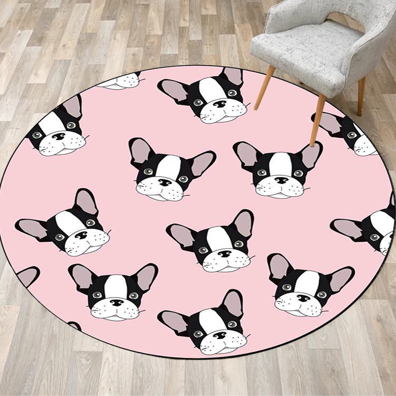 Avtoit | Children's room carpet in brown and pink animal dog cat print carpet polyester non-slip back carpet