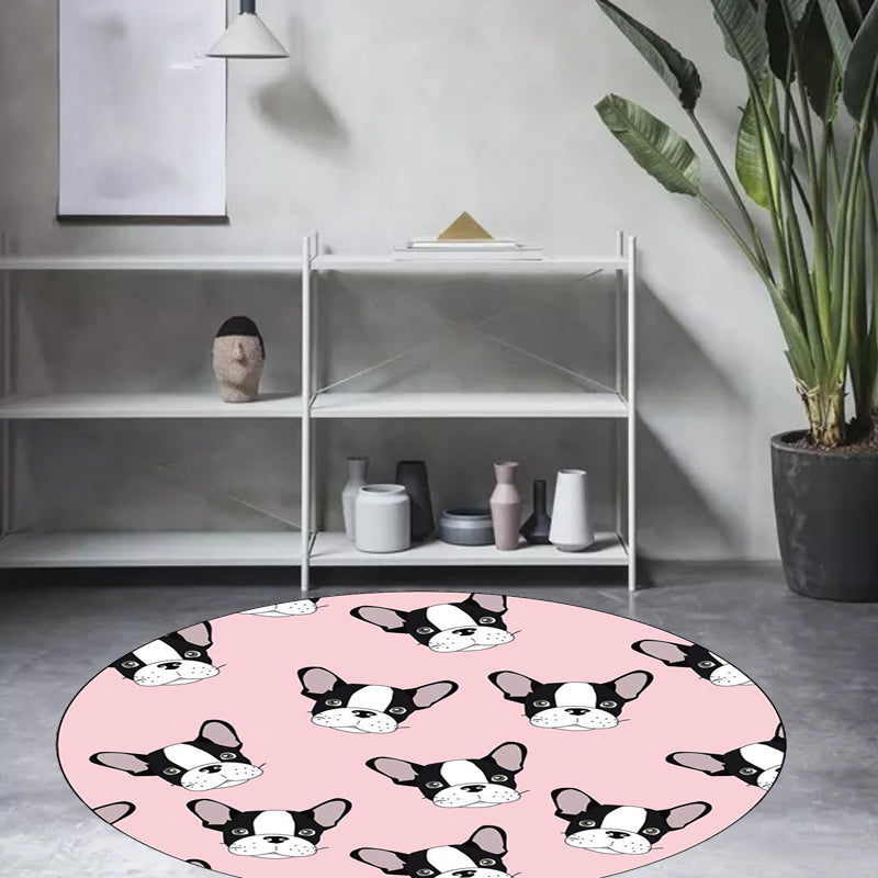 Avtoit | Children's room carpet in brown and pink animal dog cat print carpet polyester non-slip back carpet