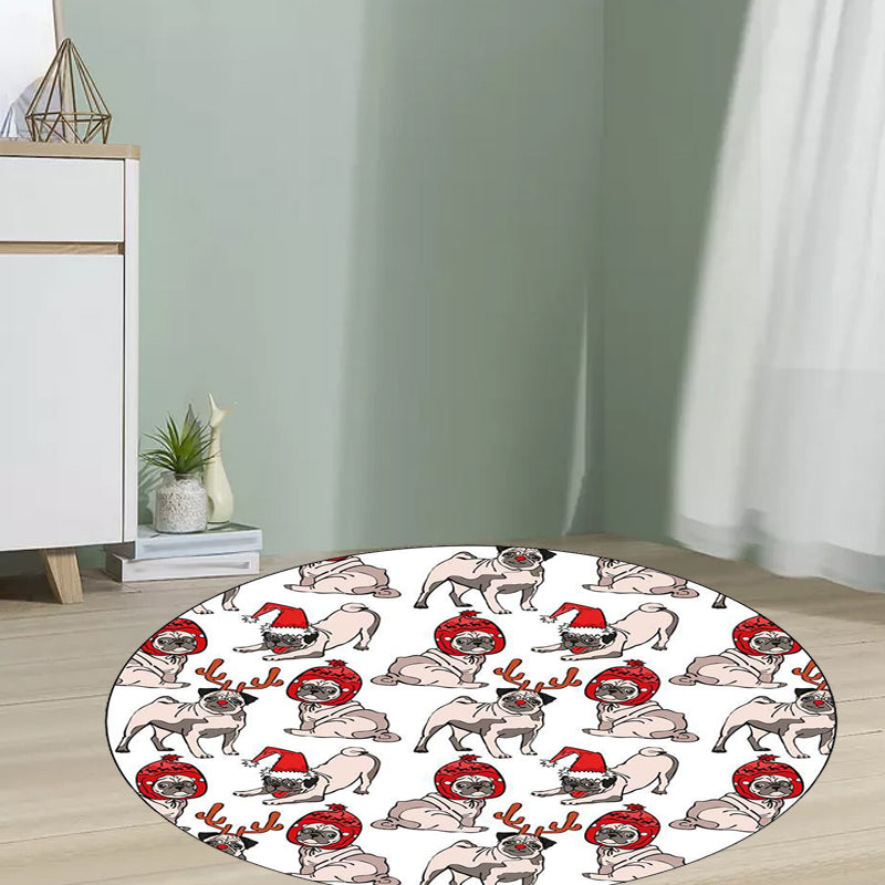 Avtoit | Children's room carpet in brown and pink animal dog cat print carpet polyester non-slip back carpet