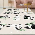 Avtoit | Ivory Kids Room Rug Kids Animal Panda Bird Pattern Rug Polyester Non-Slip Machine Washable Rug