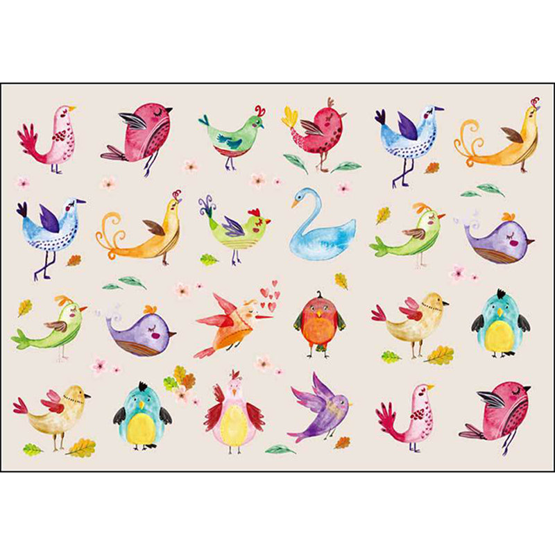 Avtoit | Ivory Kids Room Rug Kids Animal Panda Bird Pattern Rug Polyester Non-Slip Machine Washable Rug