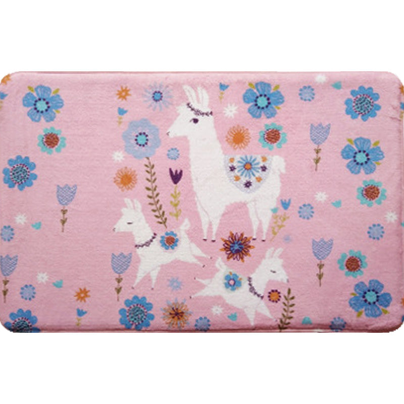 Avtoit | Blue and Black Children's Room Rug Animal Alpaca Pattern Carpet Polyester Stain Resistant Rug