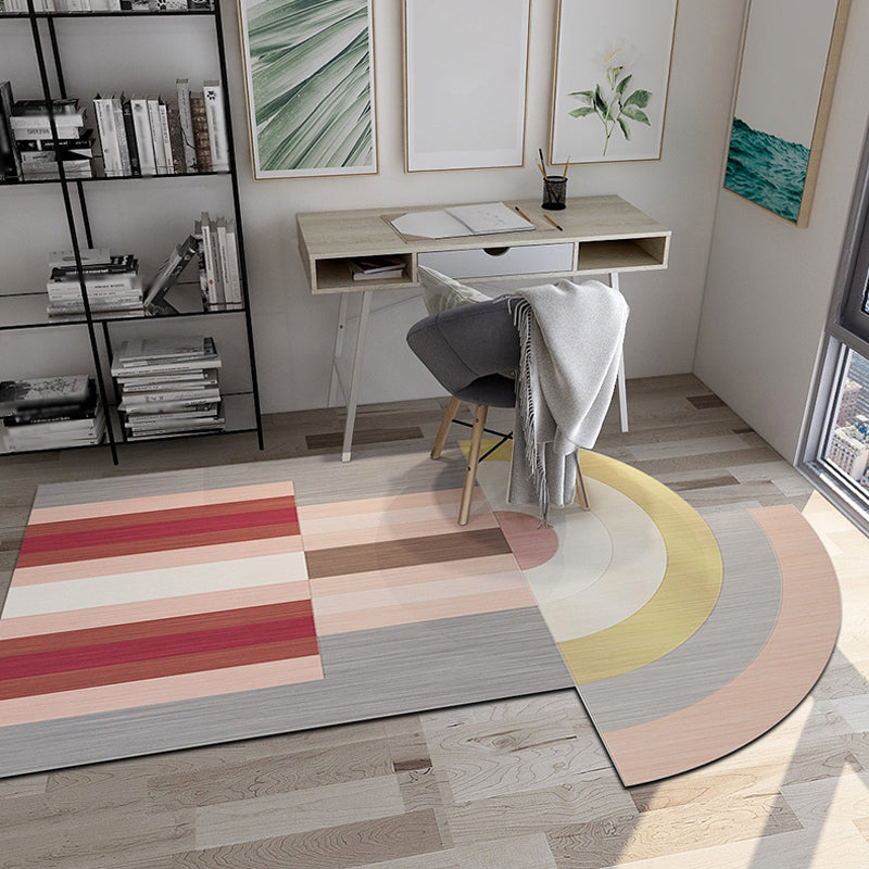 Avtoit | Modern Living Room Irregular Carpet Colorful Block Pattern Carpet Polyester Pet-Friendly Carpet