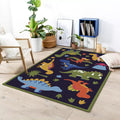 Avtoit | Beautiful children's rug in blue animal dinosaur grass pattern rug polyester stain-resistant rug for the children's room