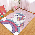 Avtoit | Pink Children's Room Carpet Children Animal Unicorn Rainbow Pattern Rug Polyester Non-Slip Backing Carpet