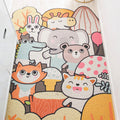 Avtoit | Children Irregular Kids Room Rug in Yellow and Gray Animal Cat Rabbit Penguin Print Rug Polyester Non-slip Area Rug