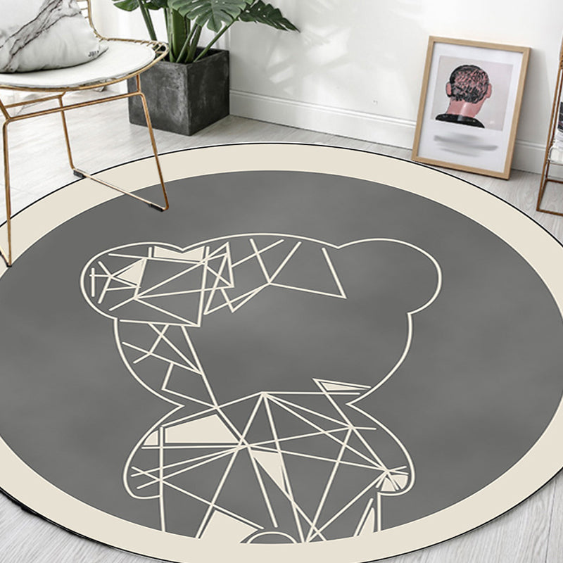 Avtoit | Beautiful children's carpet in gray and brown animal bear geometric pattern carpet polyester stain-resistant carpet for the children's room