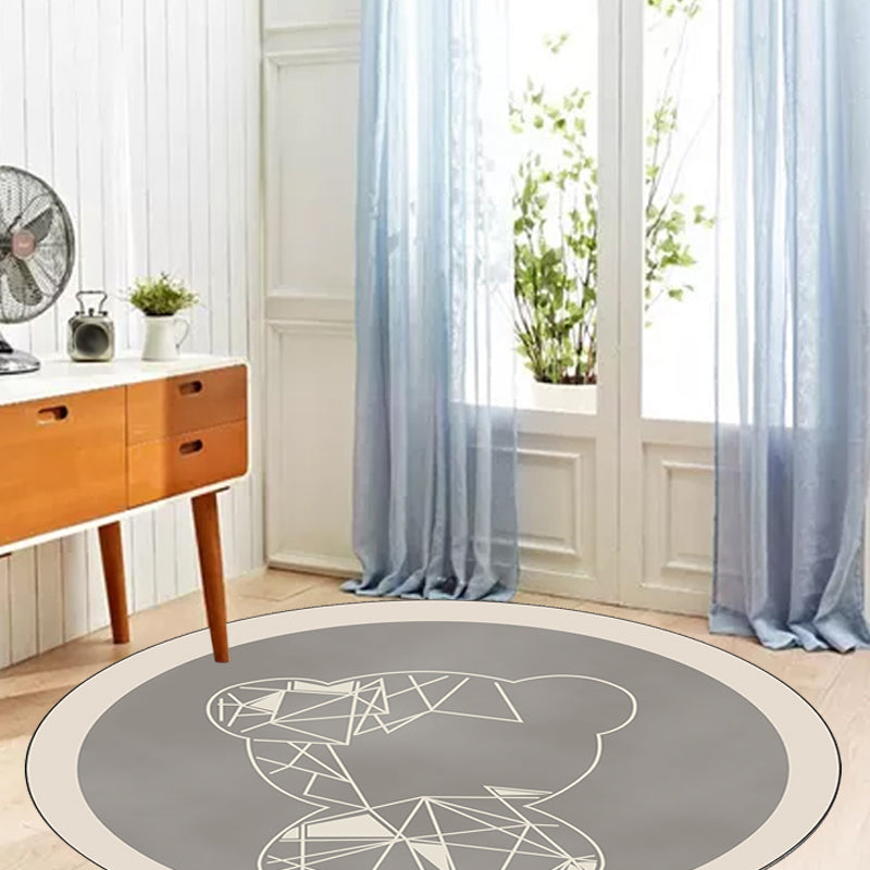 Avtoit | Beautiful children's carpet in gray and brown animal bear geometric pattern carpet polyester stain-resistant carpet for the children's room