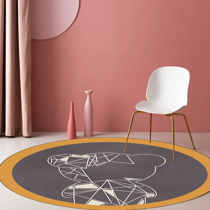 Avtoit | Beautiful children's carpet in gray and brown animal bear geometric pattern carpet polyester stain-resistant carpet for the children's room