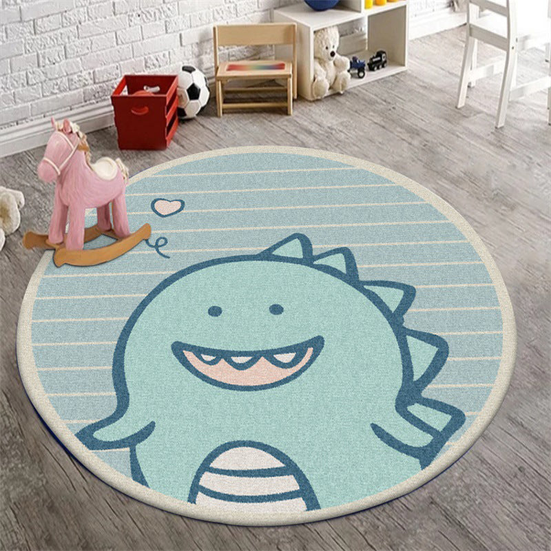 Avtoit | Unique Kids Carpet in Green Animal Dinosaur Stripe Heart Pattern Rug Polyester Non-Slip Carpet for Children's Room