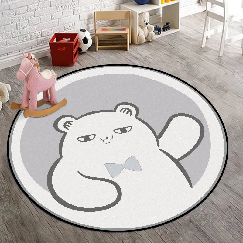 Avtoit | Casual Kids Carpet in Gray Animal Bear Pattern Carpet Polyester Non-Slip Bottom Washable Carpet for Kids Room