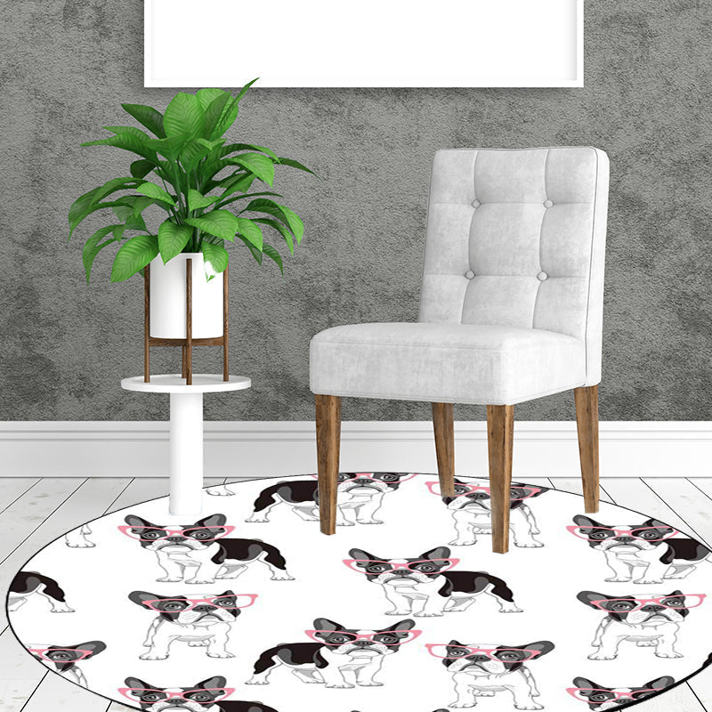 Avtoit | Unique Kids Rug in White and Brown Animal Dog Food Pattern Carpet Polyester Stain Resistant Rug for Children's Room