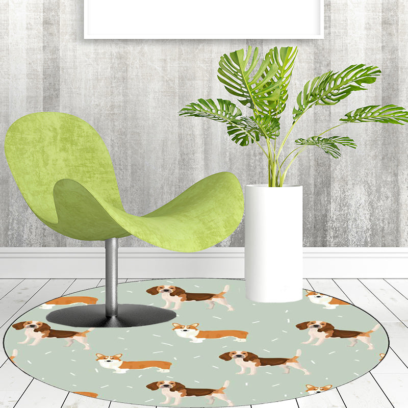 Avtoit | Unique Kids Rug in White and Brown Animal Dog Food Pattern Carpet Polyester Stain Resistant Rug for Children's Room