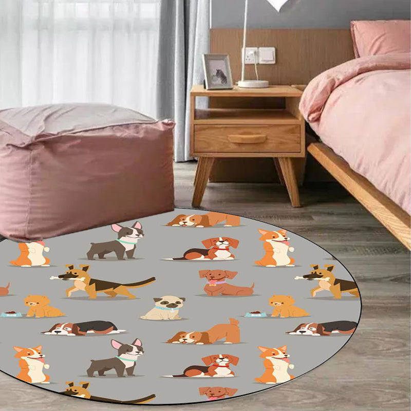 Avtoit | Unique Kids Rug in White and Brown Animal Dog Food Pattern Carpet Polyester Stain Resistant Rug for Children's Room