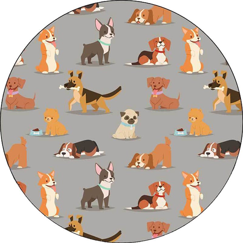 Avtoit | Unique Kids Rug in White and Brown Animal Dog Food Pattern Carpet Polyester Stain Resistant Rug for Children's Room