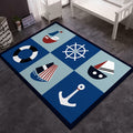 Avtoit | Kids' Bedroom Carpet in Blue Cars & Roads Ship Anchor Steering Wheel Printed Carpet Polyester Machine Washable Carpet