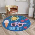 Avtoit | Kids Bedroom Rug in Yellow Food & Beverages Ice Cream Cherry Glasses Print Rug Polyester Pet-Friendly Rug