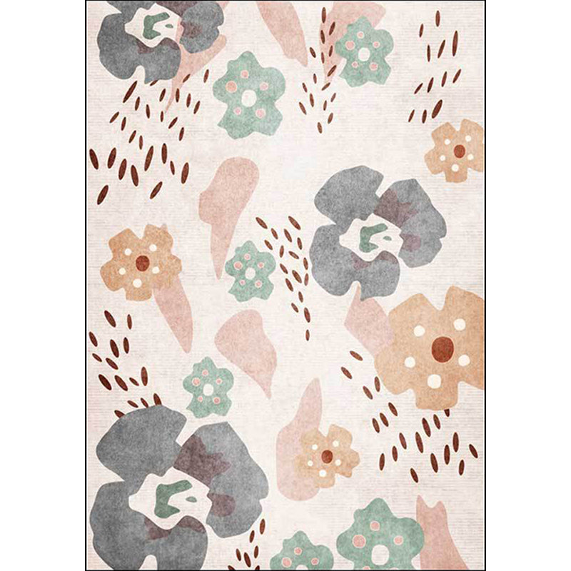 Avtoit | Pink Kids Room Carpet Kids Floral Pattern Carpet Polyester Anti-Slip Mat Carpet